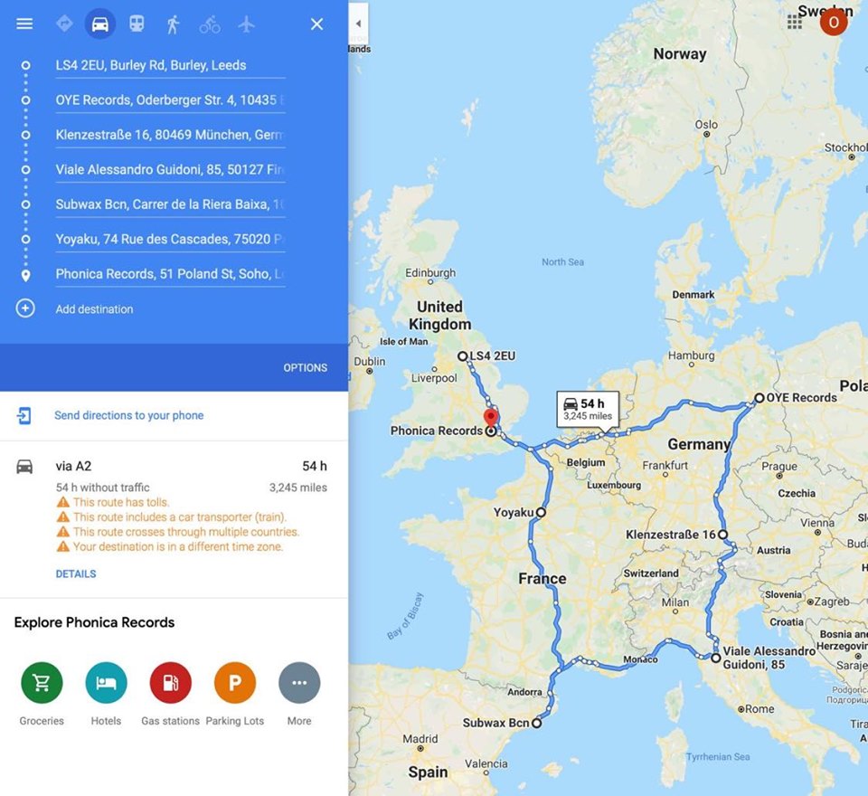 European record shop road trip planned by my mate Ben Etherington